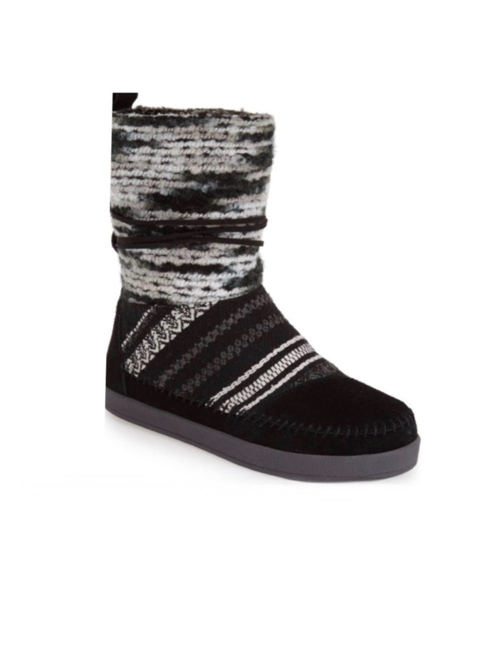 TOMS Nepal Black Suede Boots Size 7 New Black and White